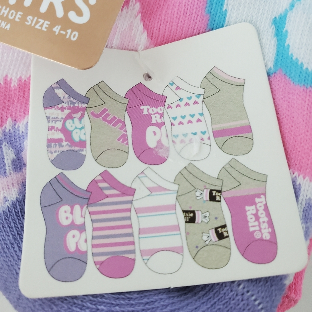 NEW Pickle & Dot Adult Shoe Size 4-10 Candy Brand Socks Pastel Pink and Purple